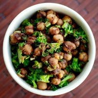 Broccoli, kale, garbanzo beans and apple come together for this festive side dish