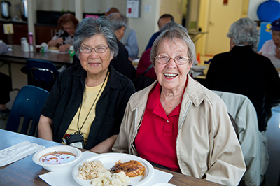 Priscilla and fellow seniors enjoy healthy lunch from Project Open Hand Priscilla and fellow seniors enjoy healthy lunch from Project Open Hand